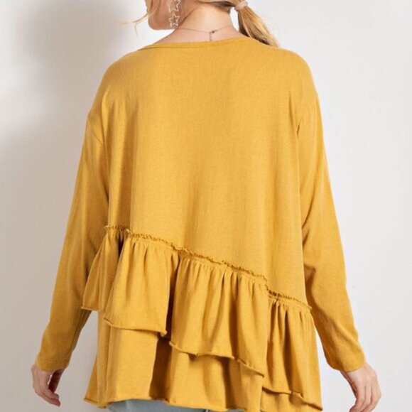 #14 - NISSA TIERED RUFFLED LONG SLEEVE MUSTARD TOP - Picture 5 of 5
